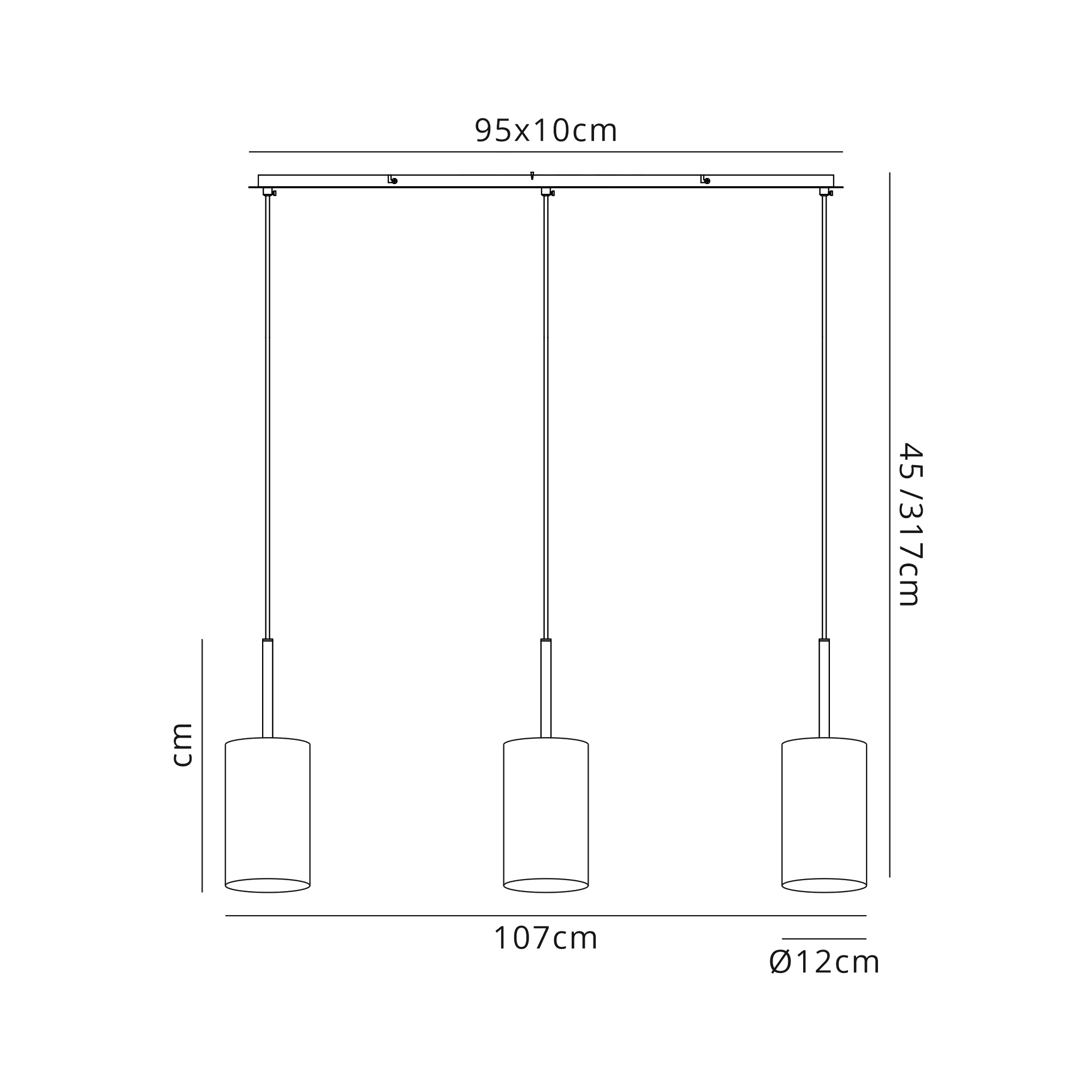 DK0767  Baymont 12cm Shade 3 Light Pendant Polished Chrome, Black/White